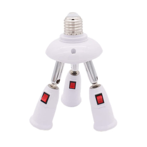 CLWHJ 3 in 1 E26/E27 Splitter Socket Adapter - 360 Degrees Adjustable, Max Watt 180W
