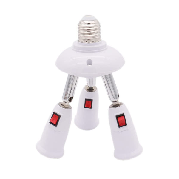 CLWHJ 3 in 1 E26/E27 Splitter Socket Adapter - 360 Degrees Adjustable, Max Watt 180W