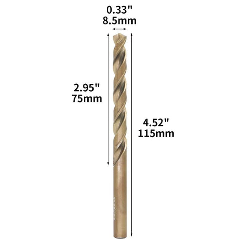 M35 Cobalt Drill Bit Set, 8.5mm, 10 Pieces for Hard Metals, Exceptional Heat Resistance, Industrial-Grade