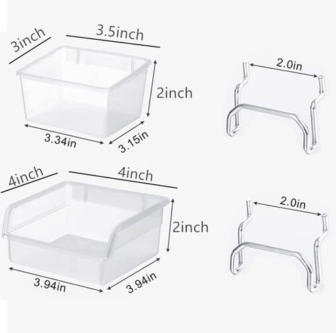 16pcs Pegboard Cups Peg Board Storage Bin and Peg Hooks,Square Box Shape 1/4" 1/8" Pegboard Cup Holder Accessories for Garage Storage Craft Workshop Workbench Kitchen Organization (4x4"-Black) by DODXIAOBEUL