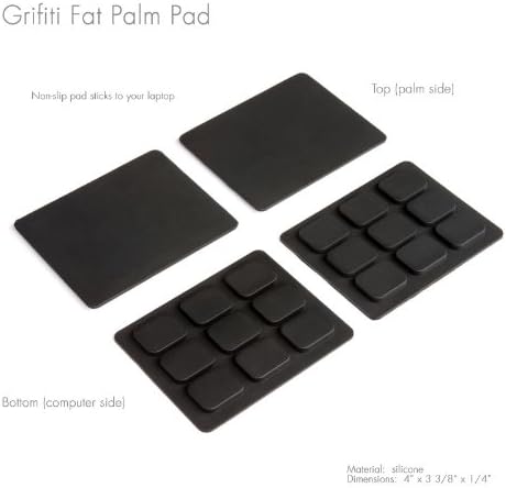 GRIFITI Fat Palm Pads 1/4" Thick Laptop Wrist Rest, 2 Pads, Ergonomic Carpal Tunnel Support, Smooth Skin Surface