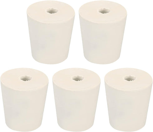 MECCANIXITY Rubber Tapered Plug 22mm to 28mm with 8mm Hole for Test Tubes, White, 5 Pieces