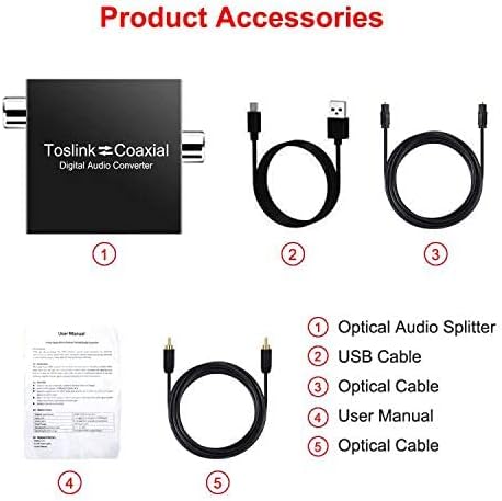 Optical to Coaxial Digital Audio Converter Adapter, Bi-Directional Coaxial to/from SPDIF Optical Audio Signal Converter