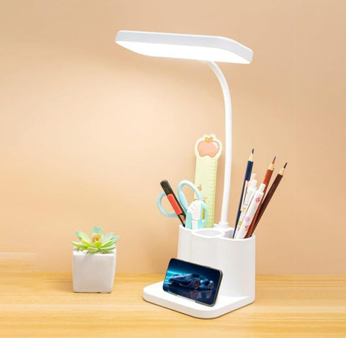 Gooddyiyukey Desk Lamp with Pen Holder, 3 Lighting Modes Adjustable Gooseneck Rechargeable Dimmable