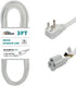 HONDERONS 3FT White Extension Cord, 14/3 SPT-3 with Flat Plug, Durable Power Cable for Home, Office