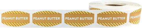 Peanut Butter Grocery Store Food Labels, .75 x 1.375 Inch Oval Shape, 500 Total Adhesive Stickers