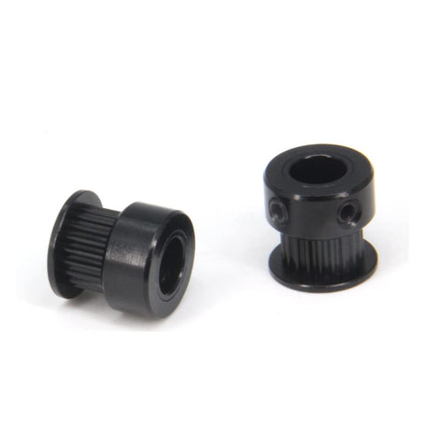 Zeberoxyz 10pcs GT2 Pulley Wheel Set, 20 Teeth 8mm Bore Black Aluminum Timing Belt Idler for 3D Printer
