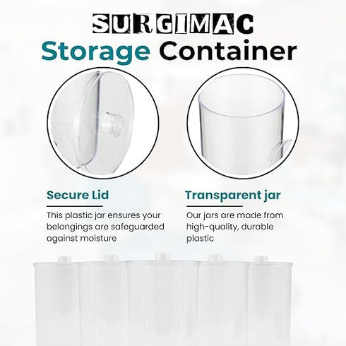 4.25 6.5 Inch, 1 Count SurgiMac Sundry Jar with Lid, x Clear Plastic Storage Container, Compact & Durable, for Cotton