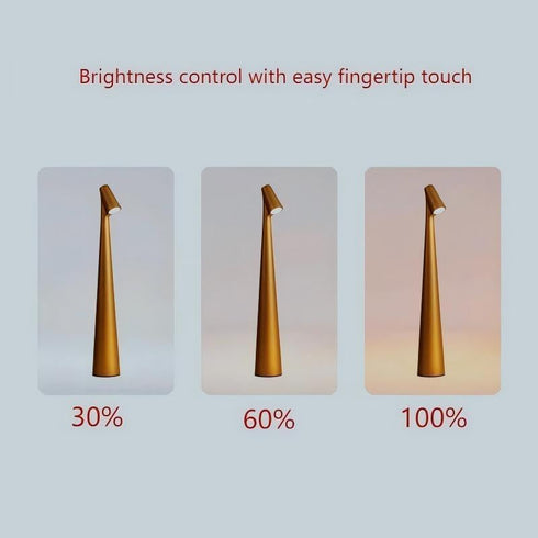 Fluxora 3 Rechargeable Desk Lamp, Cordless Metal Table Light with Brightness Levels, Portable Gold Night Light