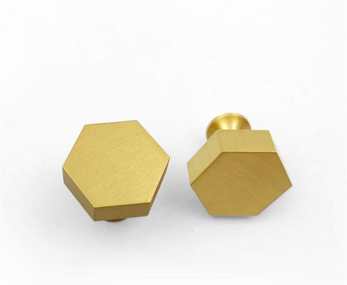 WenRan Closet 28mm (4) Pure Brass Color Scandinavian Gold Hexagonal Cabinet Shoes Wine Bedside Table Drawer Door Long