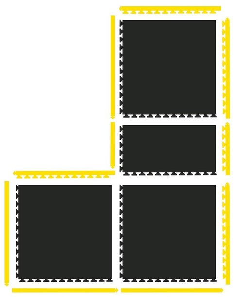 Rejuvenator Flooring Connect Female Anti-Fatigue Ramp - Black. 2" W x 39" L x 5/8" Thickness. Urethane. Use with Modular Tiles. For Dry Heavy Duty Industrial Areas (502.58x2x39FBK)