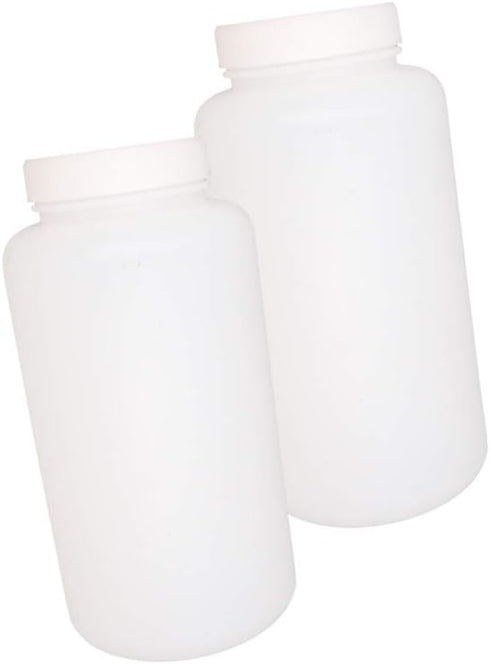 Bettomshin 2Pcs 1000ml PE Plastic Bottles, Wide Mouth Lab Reagent Liquid/Solid Sample Storage Container with Graduated