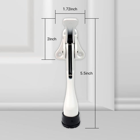HASHI One Touch Kickdown Door Stopper, Heavy Duty Door Holder with Height-Adjustable Rubber Tips, White 4 inch, 2pack