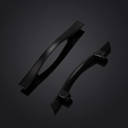 KNOBWELL 6 Pack 3 inch Black Cabinet Handles, Wave Style Black Handles for Cabinet and Cupboard, 3 inch Hole Center