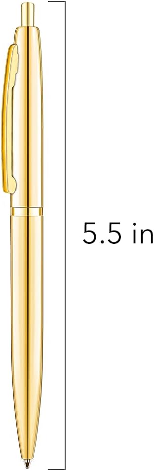 Unibene 6 Pack Gold Click Ballpoint Pens, Black Ink, Medium Point (1 mm), Metallic Retractable Pen for Gifts