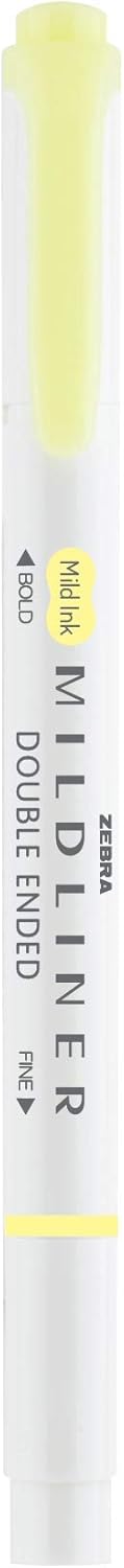Zebra Pen Mildliner Double-Ended Highlighter Marker Set - 12-Pack with Broad and Fine Point Tips, No Bleed Mild Yellow