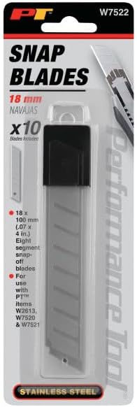 Performance Tool W7522 10pc Stainless Steel Snap Blade Replacement for Box Cutters and Floor Scrapers by Performance Tool