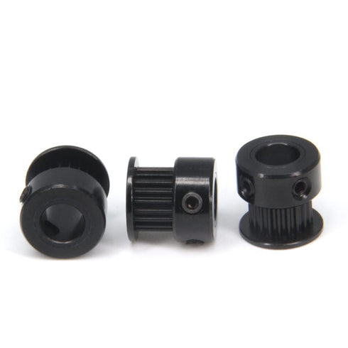 Zeberoxyz 10pcs GT2 Pulley Wheel Set, 20 Teeth 8mm Bore Black Aluminum Timing Belt Idler for 3D Printer