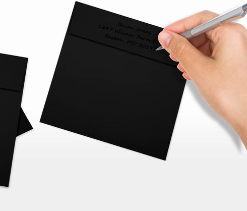 LUXPaper 5 1/2" x 5 1/2" Square Invitation Envelopes | Peel & Press | Midnight Black | 80lb. Text | 50 Qty