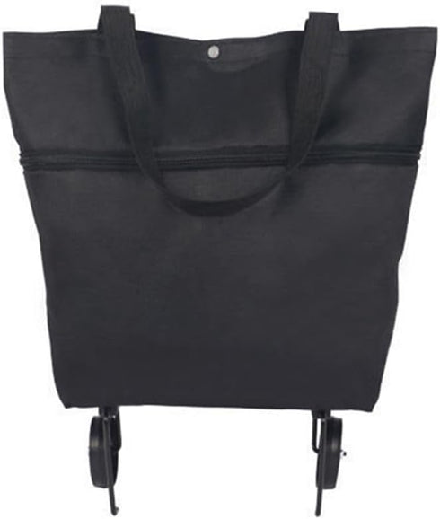 HOBBYIN Shopping Bag with Wheels, Grocery Cart with Hand Straps, Hand Pulling Utility Trolley Bags, Water-repellent