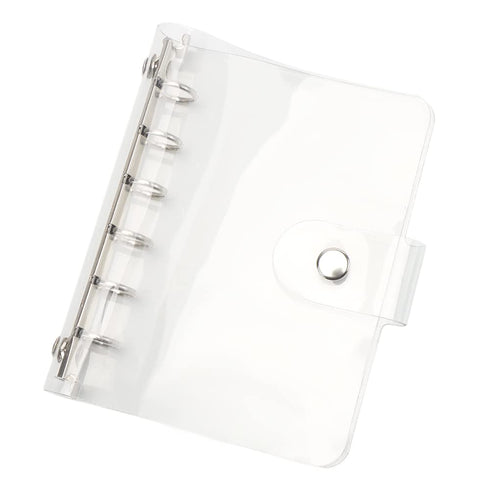 Clear A7 Binder Wallet - PVC Budget Binder with Snap Button Closure, 6 Rings Loose Leaf Notebook Cover