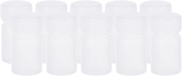PATIKIL 100 Pcs 10ml Reagent Bottles, PE Small Mouth Round Graduated Bottles with Screw Cap