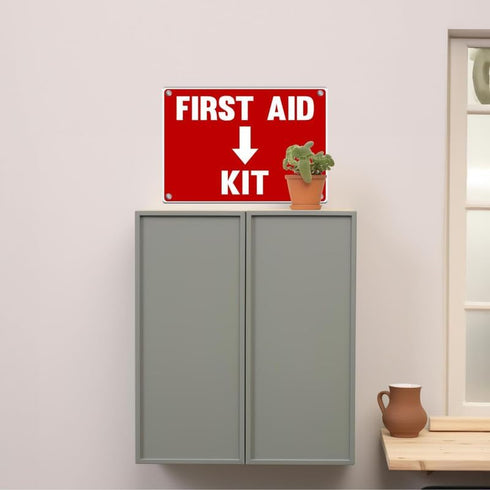 2 Pack First Aid Safety Sign - Clear Visible 7" x 10", Easy to Install, Durable Water Resistant for Indoor and Outdoor