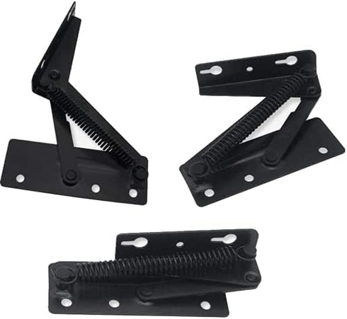 QIAO 2 Pieces 80 Degree Foldable Lift Bracket, Black Spring Hinge for Sofa Lifters