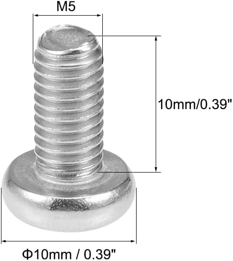 uxcell M5x10mm Machine Screws, Phillips Cross Pan Head Screw, 304 Stainless Steel Fasteners, 20Pcs