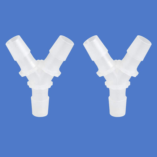 Quickun 5/8" Hose Barb Fitting - Equal Barbed Y Shaped 3 Way Plastic Joint Splicer Adapter (Pack of 2)
