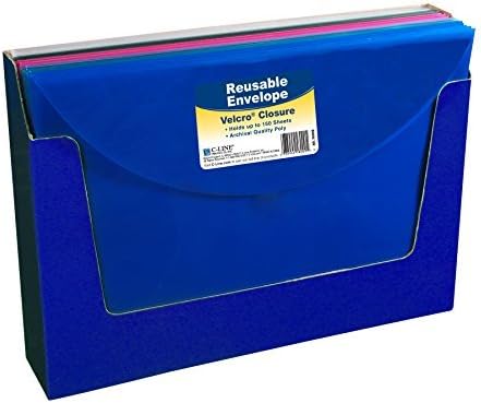 C-Line Reusable Poly Envelope, Side Loading, Hook and Loop Closure, Letter Size, Pack of 36, Assorted Colors