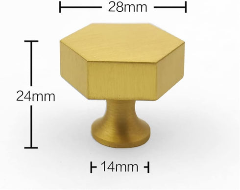 WenRan Closet 28mm (4) Pure Brass Color Scandinavian Gold Hexagonal Cabinet Shoes Wine Bedside Table Drawer Door Long