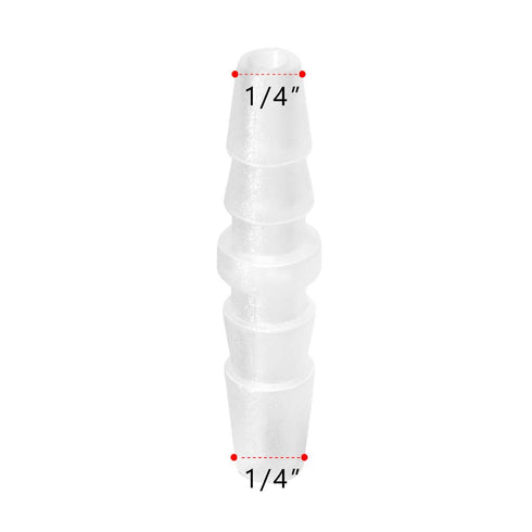 Quickun Plastic Hose Barb Fitting, 1/4" x 1/4" Barbed Splicer Mender Joint Adapter, Pack of 5