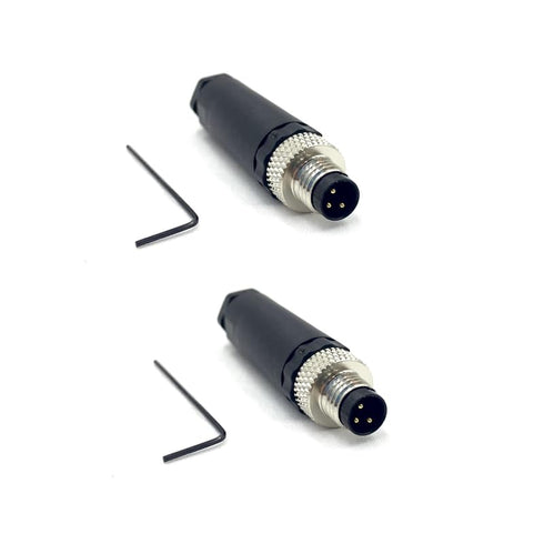 2Pcs M8 3 Pin Male Circular Connector, Field Assembly Wireable Sensor Adapter, IP67 Waterproof