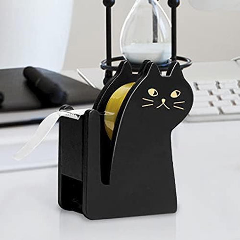 GAIORD Vintage Wooden Kitty Tape Dispenser, Cute Cat Tape Cutter with 1 Roll Tape Included
