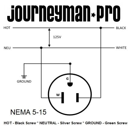 Journeyman-Pro 515CV-LIT Lighted 15 Amp 120-125 Volt, NEMA 5-15R, 2Pole 3Wire, Female Plug Replacement Connector