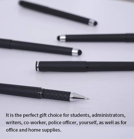 MiSiBao 0.7mm Black Ink Gel Rollerball Pens, 2 in 1 Medium Point with Stylus, Smooth Writing (Black-18pack)
