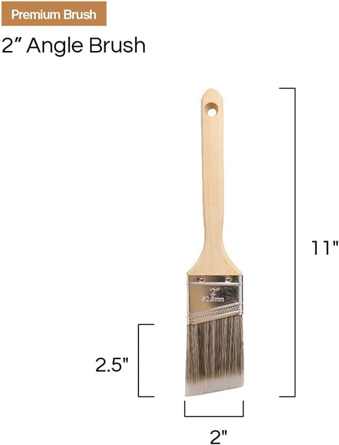 Vermeer Paint Brushes 4-Pack - 2" Angle Sash Brushes for All Latex and Oil Paints & Stains