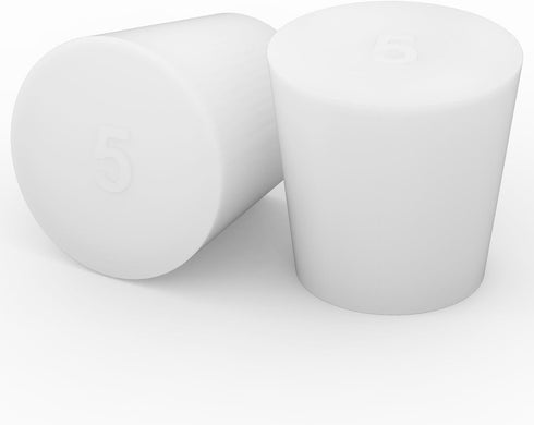 Silicone Rubber Stopper, 10-Pack, Size 5#, Tapered White Silicone Stoppers for Laboratory Sealing