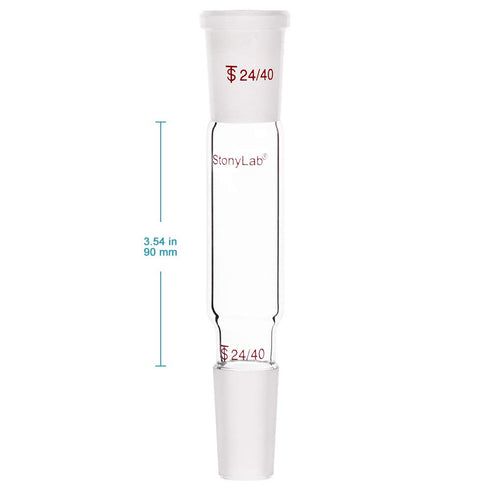 stonylab Glass Straight Connecting Adapter, 90mm from 24/40 Outer Joint to 24/40 Inner Joint for Laboratory Lab Supply, Borosilicate Glass