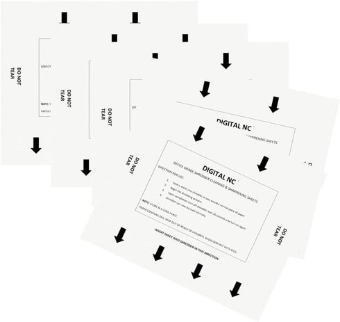 Digital Nc (5-Pack) Office Grade Paper Shredder Sharpening, Cleaning & Lubricant Sheet, White