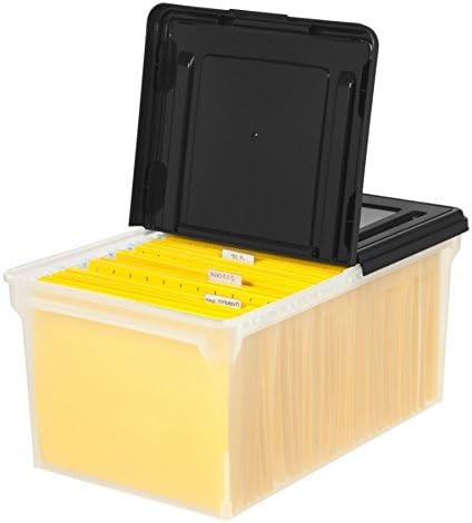 Office Depot Stackable File Tote Box, Black/Clear, Letter Size, 14 1/4in. x 23 3/8in. x 10 7/8in.