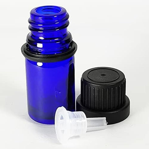 48Pack 1/6oz (5ml) Essential Oil Dropper Glass Bottles, Refillable Sample Vials with Orifice Reducer and Cap