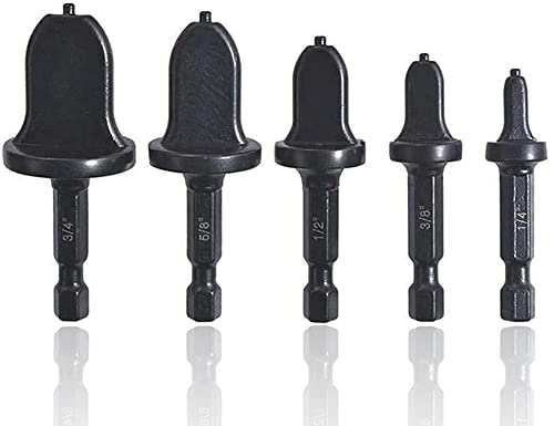 5 Pcs Swaging Tool Drill Bit Set, 1/4 Inch Hex Shank Copper Pipe Swagging Tools