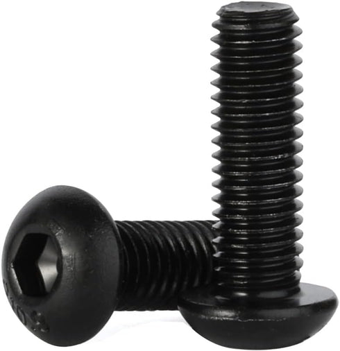 M8-1.25 x 20mm Button Head Hex Socket Cap Screws, 10.9 Grade Alloy Steel, Black Oxide Finish, 25 PCS