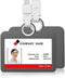 Badge Holder Silicone Horizontal ID Badge Card Holder with Lanyard Neck Strap, Heavy Duty for Offices Supplies (Grey)
