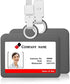 Badge Holder Silicone Horizontal ID Badge Card Holder with Lanyard Neck Strap, Heavy Duty for Offices Supplies (Grey)