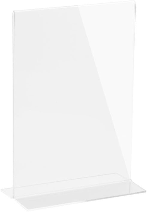 BERYLAND 5x7 10 Pack, Acrylic Sign Holder Paper Stand, Vertical Clear Frame, Double Sided Table Tent, Plexiglas