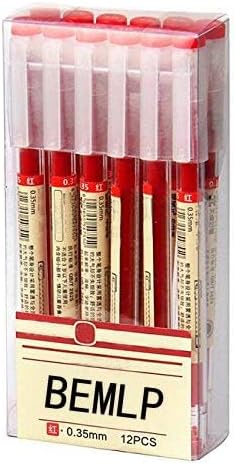 BEMLP Gel Pen 0.35mm Red Ink Pen, 12 Pcs/Set, School Office Writing Stationery Supply
