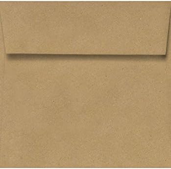LUXPaper 50 Qty Square Invitation Envelopes, Peel & Press, 3 1/4" x 3 1/4", Grocery Bag Brown, 70lb. Text